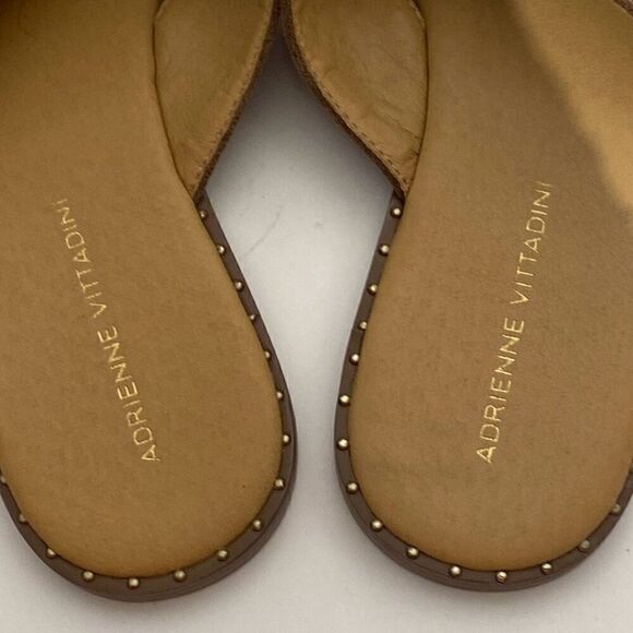 Adrienne Vittadini Women's Brown Embellished Rhinestones Crisscross Sandal Sz 8M - Picture 5 of 10